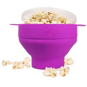 Microwave Popcorn Maker Bowl, Silicone- Purple
