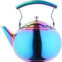 Onlycooker Rainbow Tea Pot with Infuser for Loose Leaf 2 Liter Tea Kettle Stainless Steel Colorful Coffee Pot 8 Cup Stovetop Induction Stove Top Teapot Strainer for Hot Water Multicolor 2.0 QT