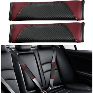 Ziciner 2 PCS Car Seat Belt Cover, Soft Carbon Fiber Leather Safety Belt Shoulder Strap Pads, Breathable Harness Pad Helps Protect Your Neck & Shoulders Universal for Car, Truck, SUV (Black&Blue)