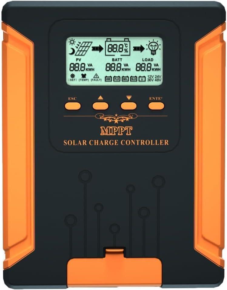SolaMr Updated 60A 180V MPPT Solar Charge Controller 12V/24V/36V/48V, LCD Screen Solar Panel Controller for Gel Sealed Flooded and Lithium LiFePO4(CM60A)