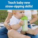 Dr. Brown's Milestones Insulated Sippy Cup with Straw and Handles, Spill-Proof Tumbler with Lid, 2-Pack, Green & Purple, 10 oz/300 mL, BPA Free, 12m+