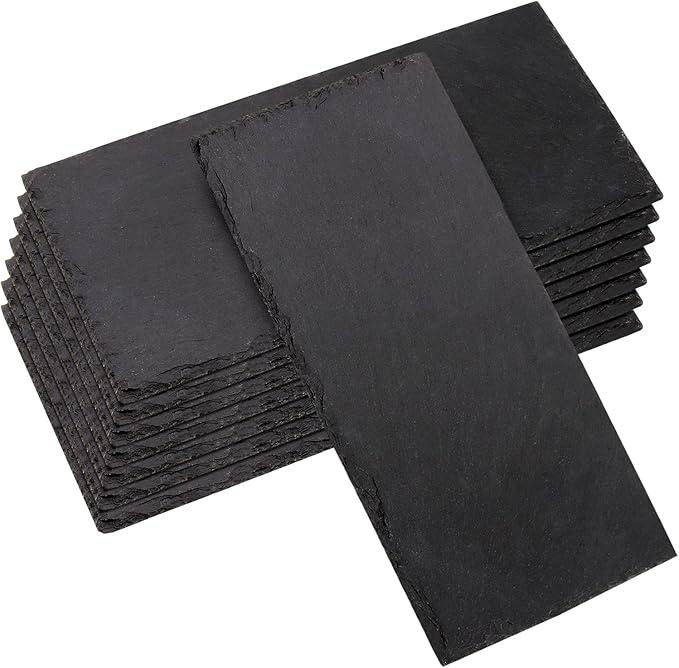8 Pack 10 x 5 Inch Slate Cheese Board and Charcuterie Plates - Individual Stone Plates for Cheese, Meat, Appetizers