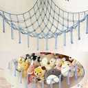 mirolam Stuffed Animal Storage Hammock Large Toy Hammock Net for Stuffed Animals Corner - Blue Plush Stitch Stuff Huggy Wuggy Toy Storage Room Decor