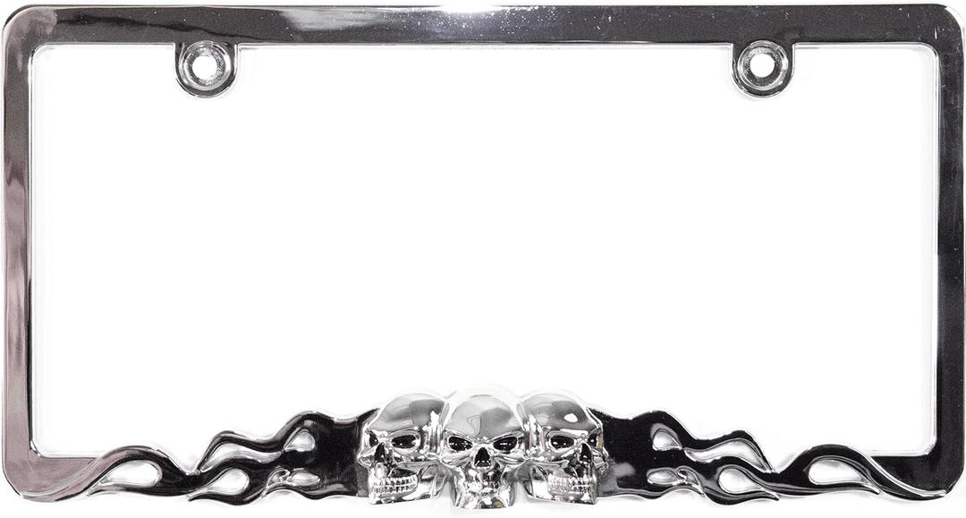 Custom Accessories 92812 Skull in Flames License Plate Frame