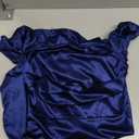 TDiooCor Womens Formal Party Dresses Ruffle High Slit Sexy Evening Curvy Wrap Long Black Dresses, Medium