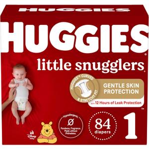 Huggies Little Snugglers Baby Diapers, Size 1 (8-14 lbs), 84 Ct, Newborn Diapers