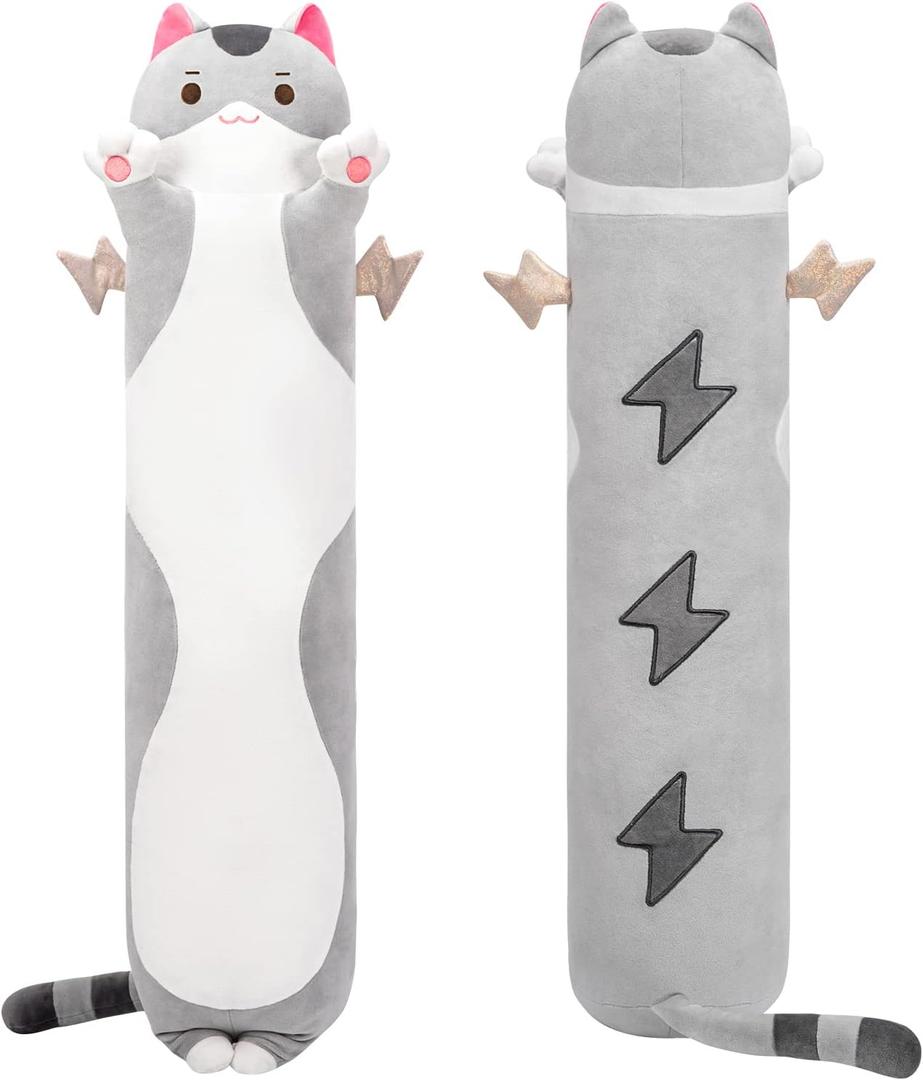 Long Cat Plush Body Pillow, 28” Cute Cat Stuffed Animals Soft Plushies, Kitten Plush Throw Pillow Doll Toy Gift for Girlfriend