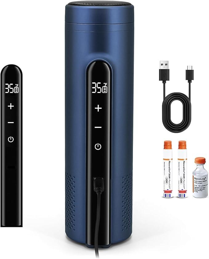 Gosemai Electric Insulin Pen Cooler Travel Case for 3-4 pens Medication Cooler for Travel Diabetes Bags Insulated Adjustable Temperature Control (No Battery)