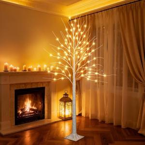iBaycon 6FT Christmas Birch Tree Lights, Lighted Birch Tree LED Artificial Trees with 8 Modes Timer, Prelit Light Up Trees for Indoor and Outdoor Party Holiday Christmas Decorations (Warm White)