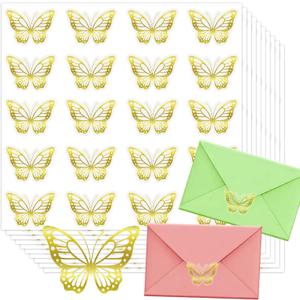 600Pcs Butterfly Stickers,Gold Foil Envelope Seals Stickers, Gold Butterflys Gold Stickers, Self-Adhesive Spring Butterfly Labels Stickers for Wedding Invitation, Christmas Envelope Sticker