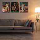 Cheetah Wall Art Set of 3Cool Animal Canvas Poster Prints with Stylish Leopard in Suit and Lounge DcorSafari Animal Artwork Painting for Living Room,Office,Game Room,Bar, Bachelor Pad,Framed16x24in