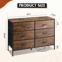 WLIVE Dresser for Bedroom with 6 Drawers, Wide Dresser TV Stand for 50 Inches TV, with Fabric Drawers, Metal Frame, Wooden Top, Storage Dressers for Bedroom, Hallway, Entryway, Rustic Brown
