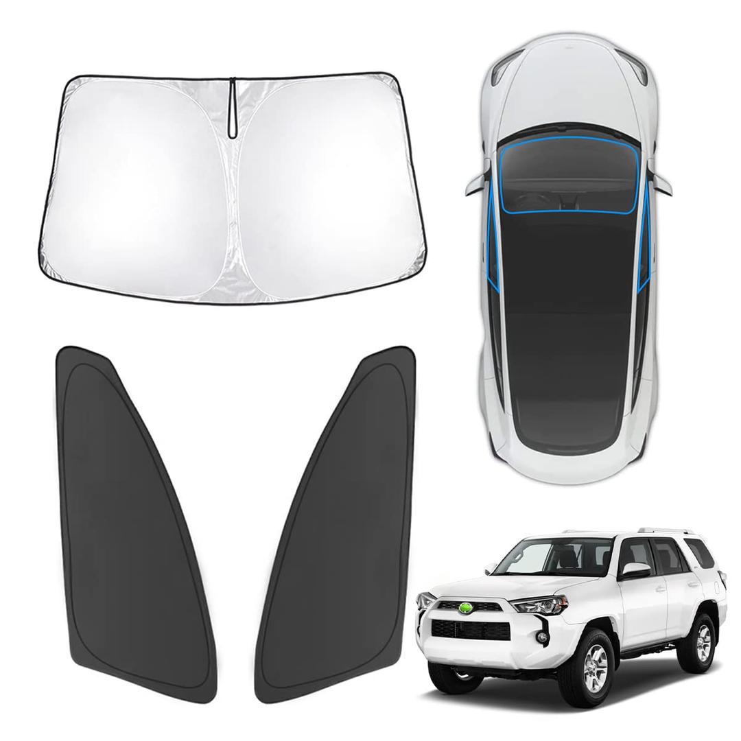 Karltys 3PCS Windshield Sun Shade for 2018-2024 Chevy Equinox, Thickened Reflective Front and Side Window Sunshade Custom Fit Equinox, Foldable Sun Visor Cover Protector Blocks Heat UV Rays