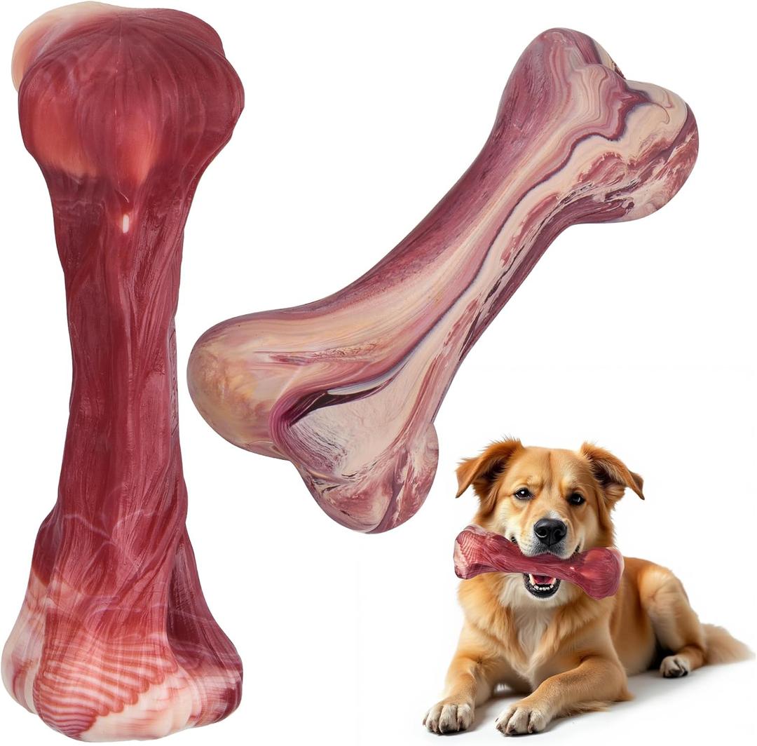 [2Pack Dog Toys for Aggressive Chewers, Chew Toys Designed to Satisfy a Dog's Destructive Instincts, Non-Toxic Bone-Shaped chew Toys for Medium/Large Dogs