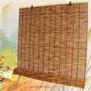 Natural Bamboo Roller Blind with Lift, Wall Decor Roman Blinds, Bamboo Divider, Indoor Sun Shade, Shading and Breathable, for Indoor/Outdoor Patio (Size: 110 x 153cm)