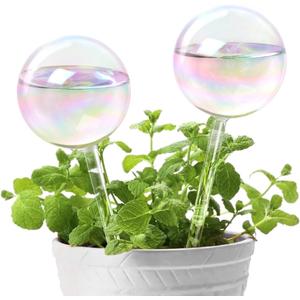 [2 PCS] Iridescent Self Watering Globes, Glass Rainbow Plant Watering Globes, Self Watering Planter Insert, Automatic Plant Waterer Indoor, Plant Watering Devices, Plant Water Globes, Watering Bulb