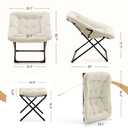 Aunekiv Saucer Chair with Ottoman, Foldable Living Room Chairs, Faux Fur Comfy Reading Chair, Lounge Chair for Bedroom Dorm Small Spaces, Beige