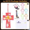 Ctosree 24 Sets Religious Easter Crafts Easter He is Risen Cross Craft Kits Tissue Paper DIY Art for Celebrations Ornaments Religious Sunday School Crafts Home Classroom Game Activities