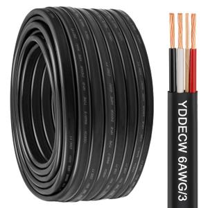 6/3 NM-B Wire with Ground - 100FT 6 Gauge Non-Metallic Sheathed Cable Pure Copper 6 AWG 3 Conductor Residential Indoor Wire for Outlets, Switches and Other Loads etc.
