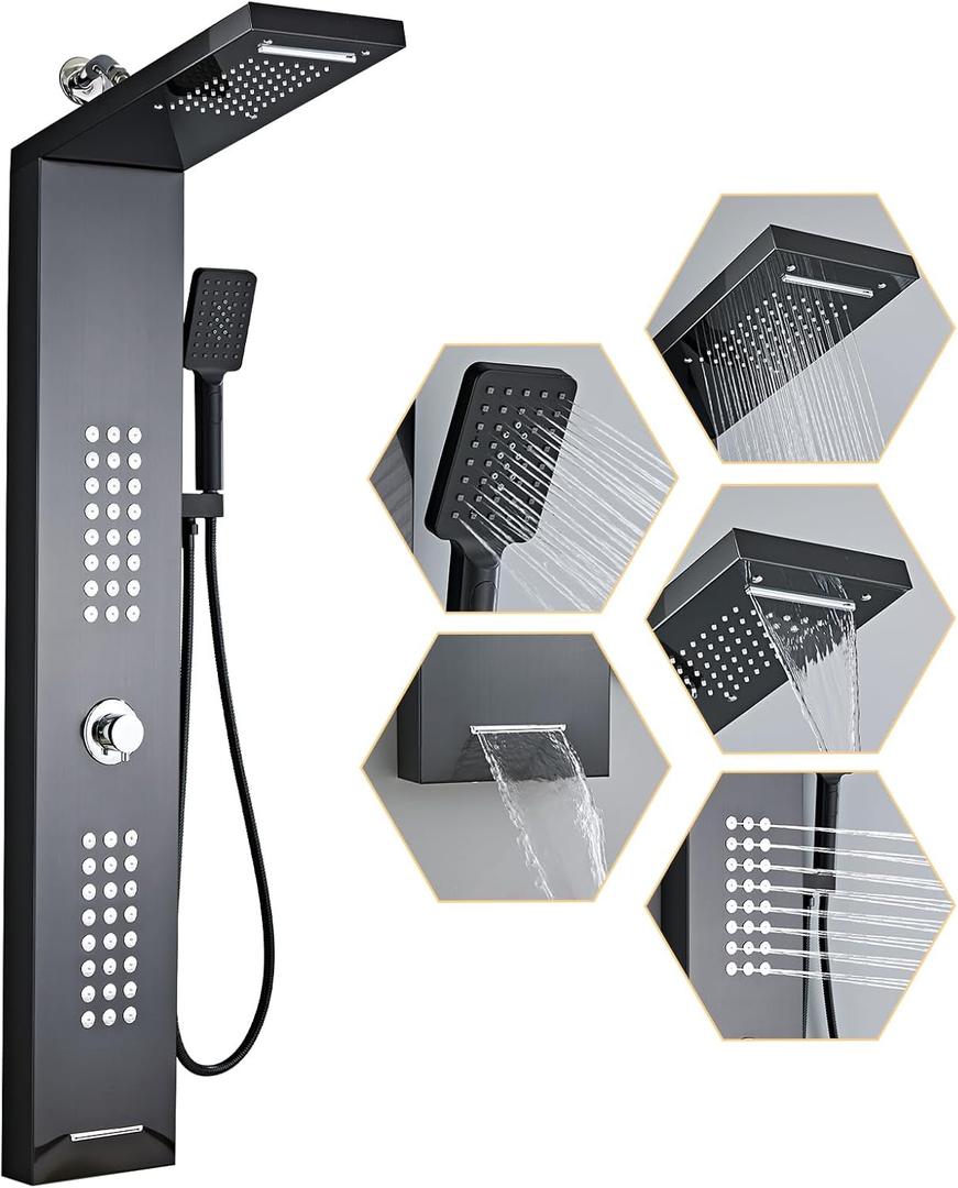 Lengthened Shower Panel Tower System Rain Shower Head