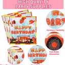 Grencian 96Pcs Firefighter Birthday Party Decorations Fire Truck Party Plates Disposable Firetruck Birthday Paper Tableware Set for Kids Fireman Fire Truck Supplies, Serves 24