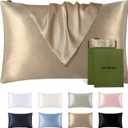 LILYSILK Silk Pillowcase for Hair and Skin Standard-100% Mulberry Silk 19 Momme Both Sides Silk Bed Pillow Cover with Hidden Zipper, 1 Pc (Standard Size 20''x26'', Taupe)