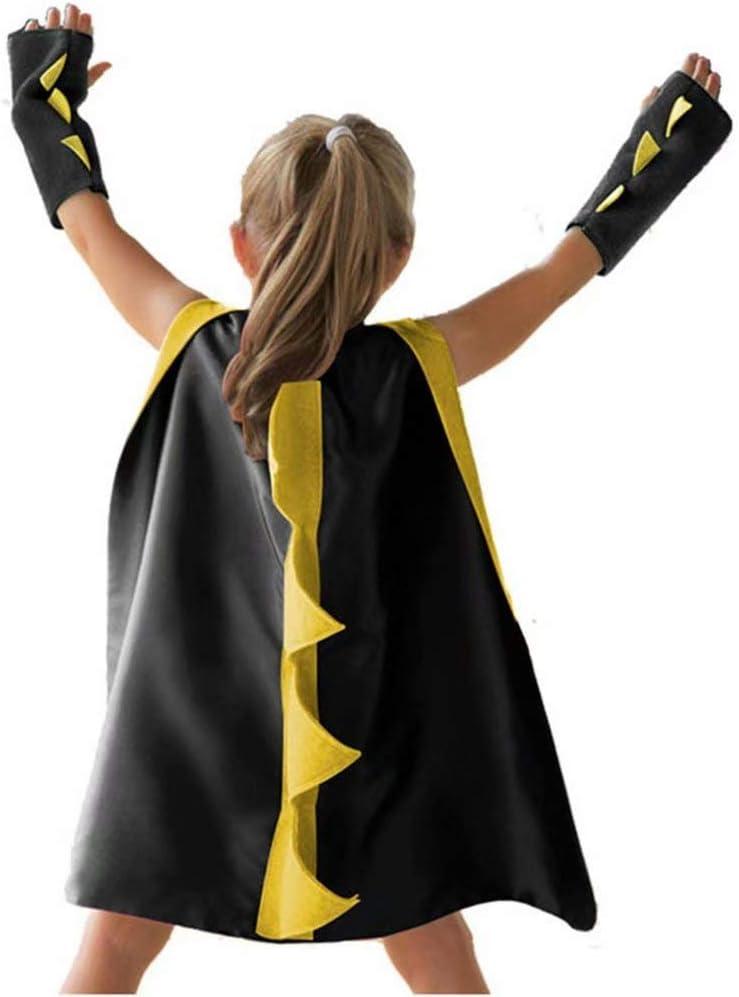 QIAONIUNIU Dinosaur Dragon Cape and Gauntlets Halloween Costume Boy Girl Toddler Dress Up Clothes 2-6 Years Old Color Green (Black)