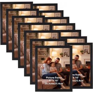 Giftgarden 8x10 Picture Frames Set of 15, Black Wooden Photo Frame for Wall or Tabletop Display, Engineered Wood with Shatter-Resistant Plexiglass