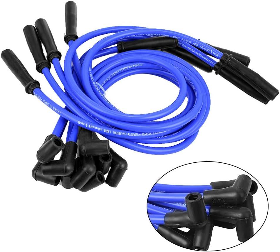 9 Pcs Spark Plug Wire Set 10.5mm Electronic Ignition Cables for SBC BBC HEI 350 383 454 90 to Straight