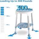 Shower Chair Stool for Inside Shower, Small Corner Plastic Stool for Shower 300 Lb,360 Swivel Bath Shower Seat for Seniors Adults Sitting, Adjustable Bathtub Stool with Storage Tray