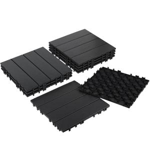 Neoaider 9PCS Plastic Interlocking Decking Tiles 12" x 12", 9 sq. ft Waterproof Outdoor Flooring All-Weather, Patio Floor Decking Tile for Garden Porch Poolside Balcony Backyard, Dark Grey