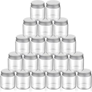 Eaasty 20 Pcs 1.6 oz Mini Mason Glasses Jar with Lids Small Spice Bottle for Honey Jam Jelly Kitchen DIY Wide Mouth Clear Airtight Canning Jars Food Container Wedding Shower Party Favor