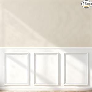 Peel and Stick Wainscoting Panels, 3 Set 20"x27" Wall Molding + 2pcs Chair Rail Trim, Pre-Cut Self Adhesive Premade Molding Panel for Bathroom Hallway Door Nursery Wall, Ready to Assemble
