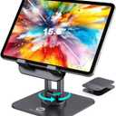 OCYCLONE iPad Stand, 360 Rotating Adjustable Foldable iPad Tablet Holder for Desk Compatible with Kindle Tablet iPad 4" - 15.6" Portable Monitor Stand, Black