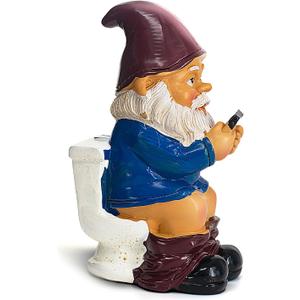 Bygytyo Naughty Resin Gnomes on Toilet Outdoor Garden Gnome Statue Christmas Halloween Garden Decoration Gifts,Suitable for Lawns,Courtyards,Patios,Desks,Gardens,Etc.