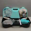 EasyGo Badminton Set, with Net, 4 Racket, 4 Birdies, Portable Storage Box, for Backyards, Outdoor Games, Yard Games