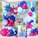 Royal Blue Hot Pink Balloon Arch Garland Kit with Blue Star Foil Balloons Silver 4D Round Balloons for Hawaii Theme Baby Shower Birthday Party Decorations