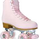 Roller Skates for Women or Men with Height Adjustable Rubber Stoppers Retro Suede Quad Roller Skates for Outdoor and Indoor (Pink, 7)