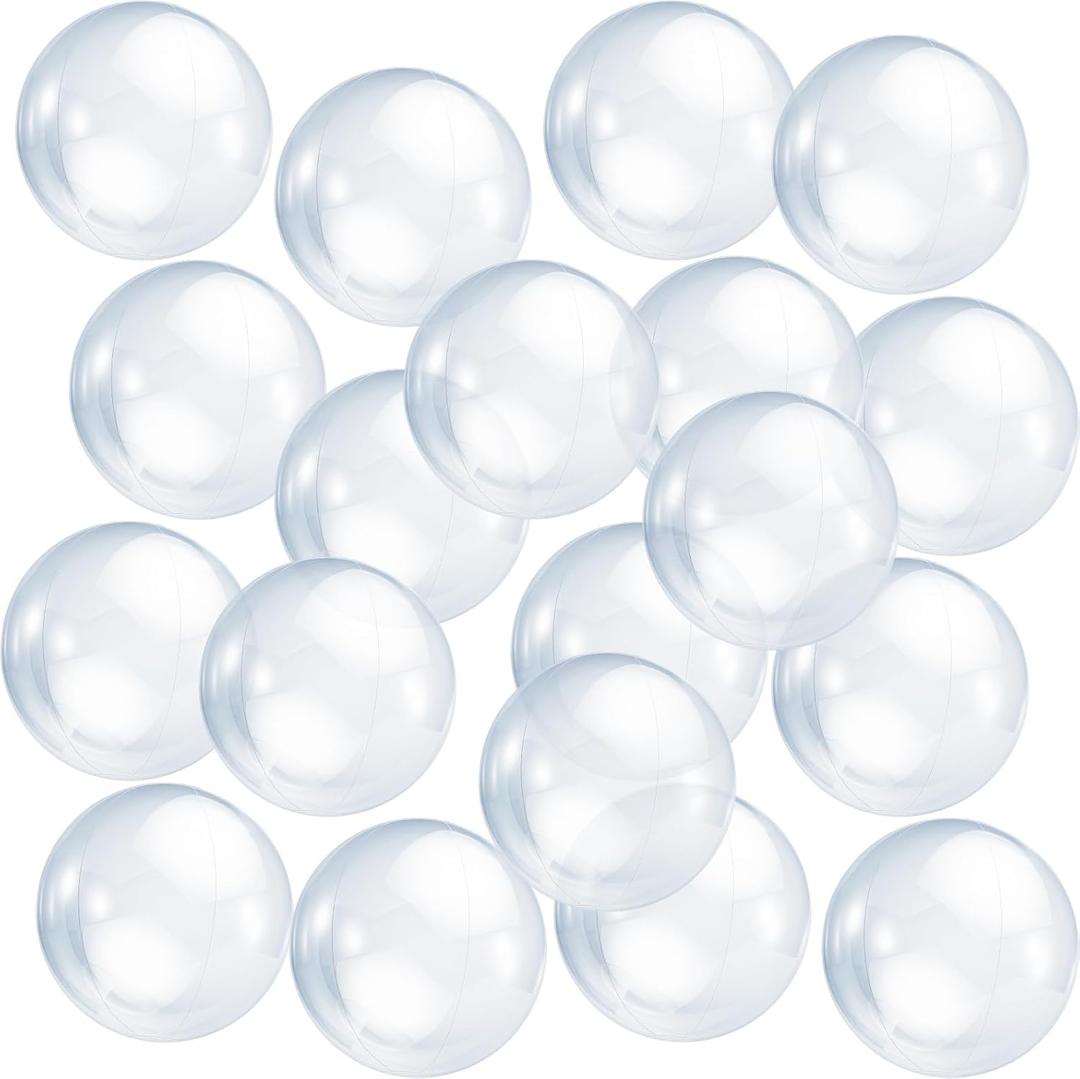 Zhanmai 6 Pieces Inflatable Clear Beach Ball 16 Inch Clear Pool Floating Ball Balloons for Under The Sea Party Decoration DIY Bubble Summer Beach Swimming Pool Hawaii Luau Party Favor