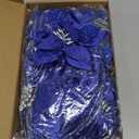 Boao 24 Pieces Christmas Artificial Glitter Poinsettia Flowers Xmas Flowers Wedding Christmas Tree New Year Ornaments(Royal Blue)