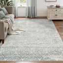 Soalmost 5x7 Area Rugs for Living Room, Moroccan Trellis Washable Non-Slip Low Pile Rug Soft Throw Carpet for Dining Room Bedroom Home Office Nursery (Teal Blue, 5'x7')