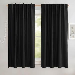 NICETOWN 100% Blackout Linen Curtains 84 inches Long 2 Panels, Thermal Insulated Curtains with Liners for Bedroom, Farmhouse Style Privacy Window Draperies for Living Room, Burlap, W42 per Panel
