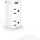 Pop up Outlet for Countertop,2.5-inch Hole Desktop Power Grommet,Recessed Power Strip,20W USB C Fast Charging,4 Outlets 4 USB Ports,15Amp Tamper Resistant Receptacle,White