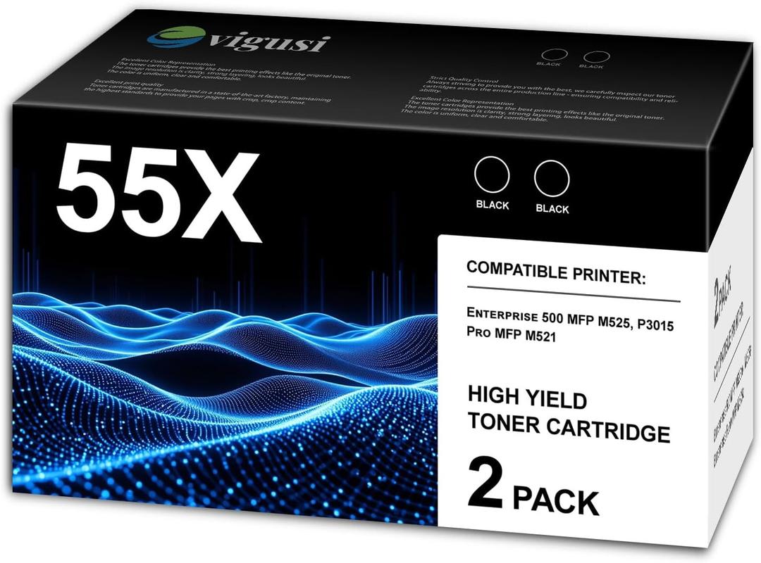 55X Toner Cartridge 1-Pack Compatible 55X CE255X Black Toner Cartridge Raplacement for HP 55X CE255X use with P3015 P3015dn P3015x Pro 500 MFP M521dn M521dw M525dn M525f M525c Printer