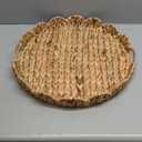 Extra Large Round Ottoman Table Tray 19.7" with Handles - Handmade Wicker Serving Hand Woven Tray for Farmhouse Decorative Oversized Coffee Table Trays Living Room Kitchen Counter Breakfast Scalloped (20", Round-water Hyacinth-wave)