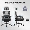 Ergonomic Office Chair with Footrest,Ultra Thick Reclining Office Desk Chair with Adjustable 2D Lumbar Support and Headrest,Spring Cushion,High Back Premium Mesh Computer Chair Office Chairs,Black, 27.5" W x 27.5" D x 50" H