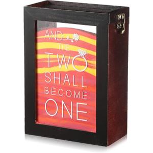 Roowest Unity Sand Ceremony Shadow Box Two Become One Rustic Shadow for Wedding Wood and Clear Acrylic Sand Box for Vow Renewal Beach Home Decor 6 x 8.5 x 3 Inches