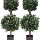 4Ft Artificial Boxwood Double Ball Topiary Trees,2PACK Faux Topiaries Tree Store Garden Indoor&Outdoor for Porch Home Decor