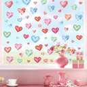 2 Sheet Valentine's Day Wall Decals Love Heart Wall Stickers Valentines Window Clings Pink Heart Tree Home Bedroom Decor Decals Peel and Stick for Valentines Wedding Anniversary Party Supply