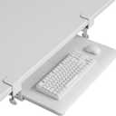 BONTEC KMT01-PJ Under Desk Keyboard Tray, Pull-Out Keyboard & Mouse Platform with C-Clamp, 20 x 11.8 in Space-Saving Ergonomic Slide-Out Drawer, White